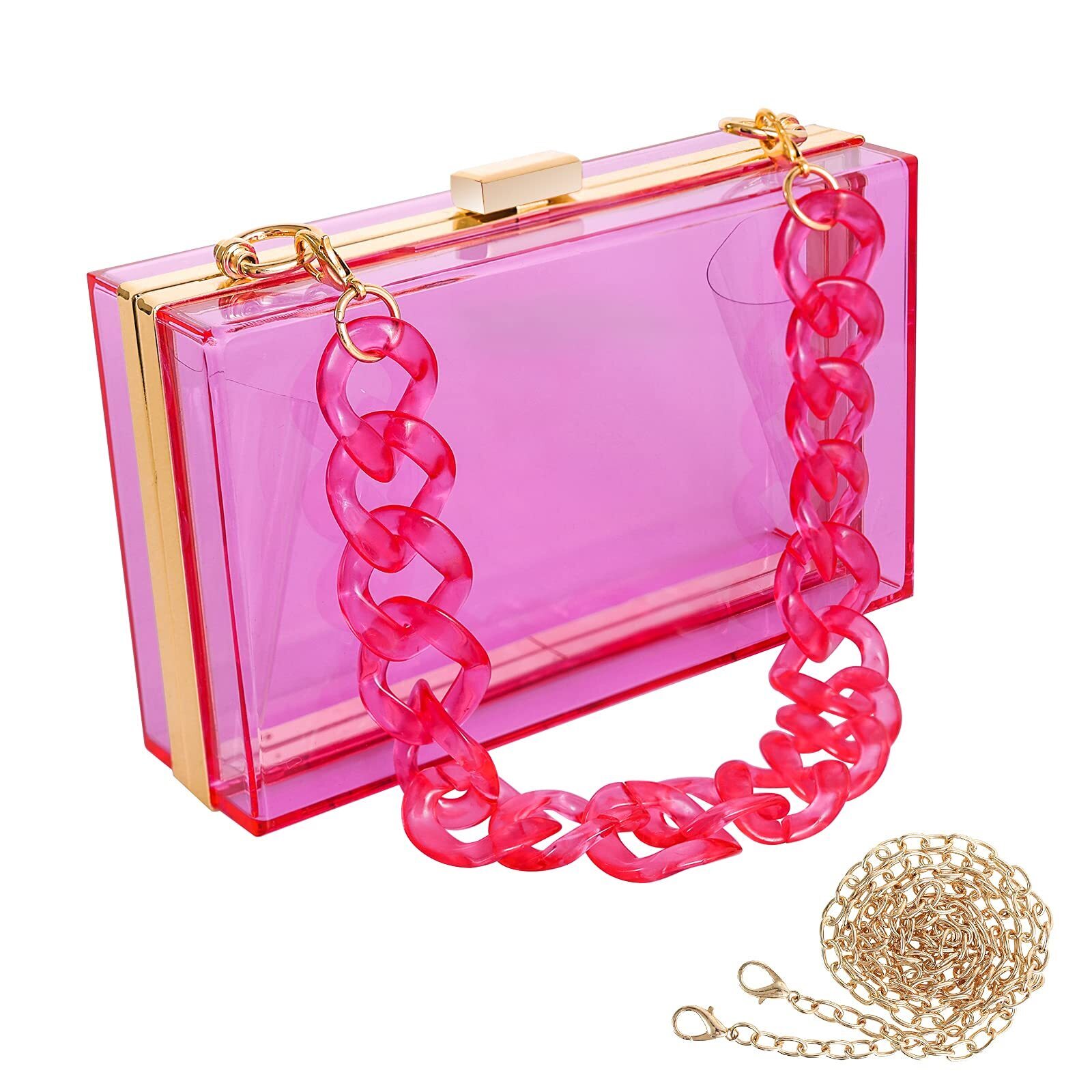 5635 Clear Purse Acrylic Box Clutch Handbag, Small Transparent Crossbody